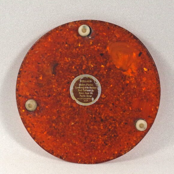 Vintage Abalone Shell Lucite Acrylic Trivet by Shellart Hot Plate Pad Souvenir - Picture 3 of 6